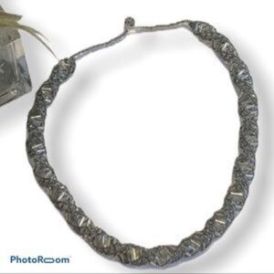 Hand beaded clear twist necklace